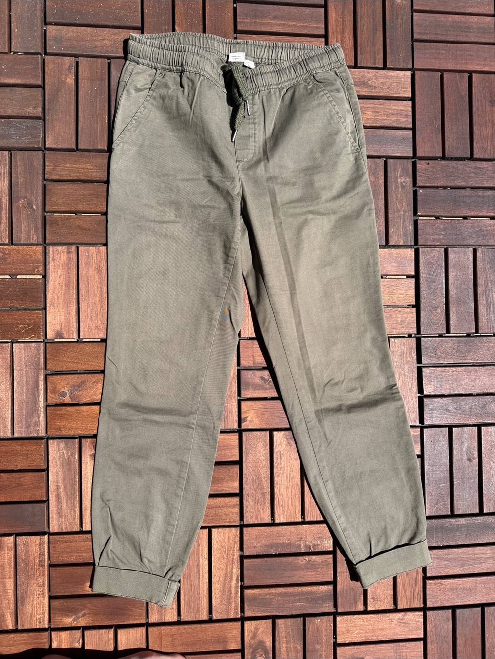 Women’s Olive Drawstring Jogger Pants - Casual Twill